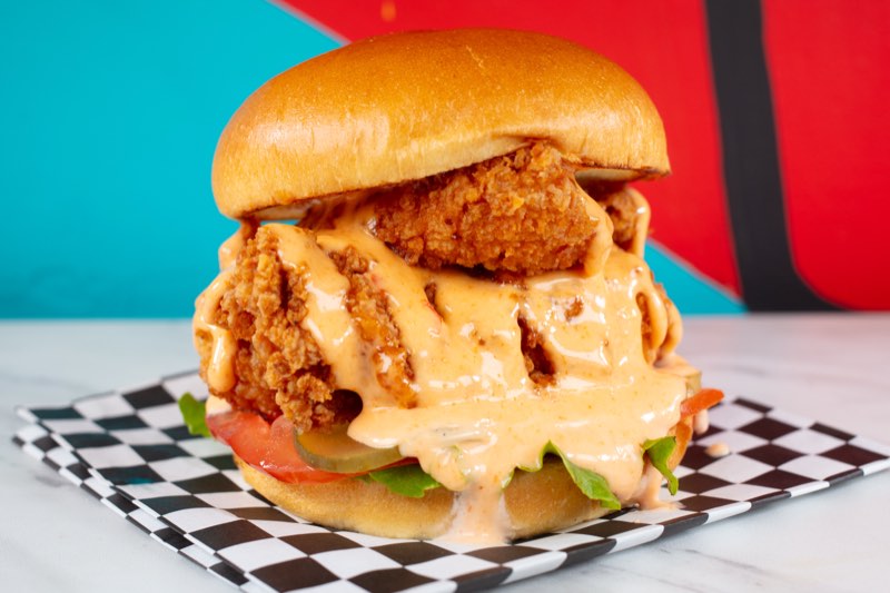 Knockout crispy chicken burger